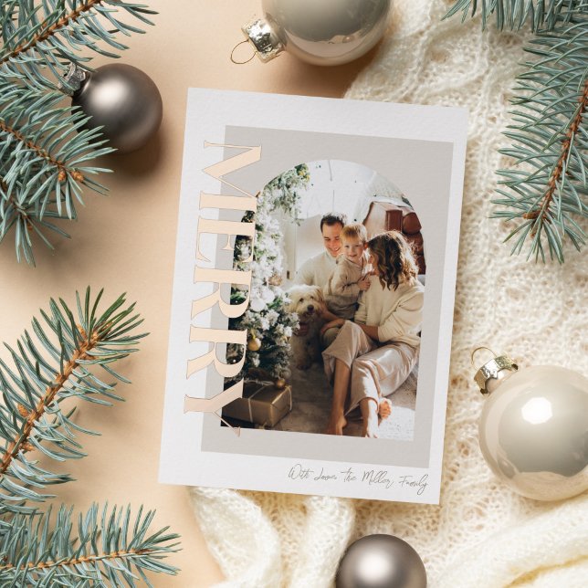Tarjeta Festiva Con Relieve Metalizado Fotos familiares morales modernas y neutrales (Subido por el creador)