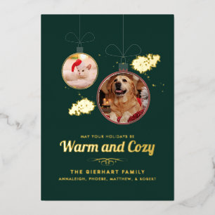 Tarjeta Festiva Con Relieve Metalizado Fotos mascotas Navidades moderno