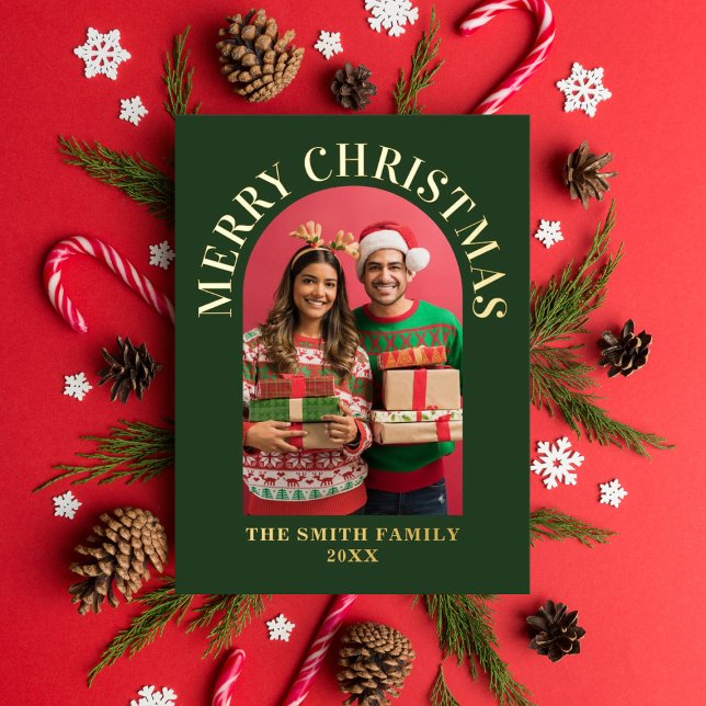 Tarjeta Festiva Con Relieve Metalizado Fotos modernas Arch Feliz Navidad (Subido por el creador)