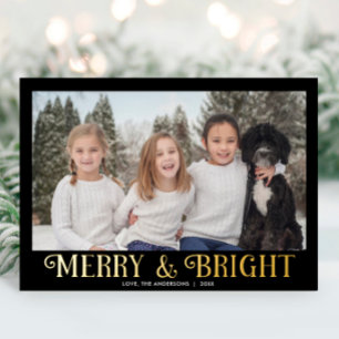 Tarjeta Festiva Con Relieve Metalizado Fotos modernas de oro negro brillante de merry y B