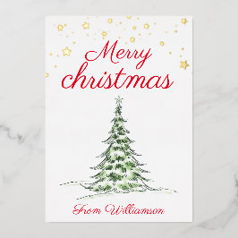 Tarjeta Festiva Con Relieve Metalizado Fotos modernas Feliz Navidad dorado de la familia