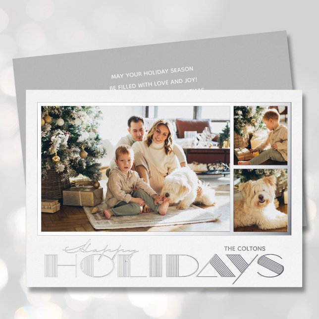 Tarjeta Festiva Con Relieve Metalizado Fotos múltiples de Silver Happy Holidays (Subido por el creador)