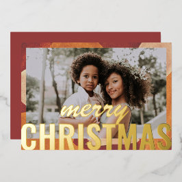 Tarjeta Festiva Con Relieve Metalizado Fotos navideñas merry Copas de agua abstractas mod