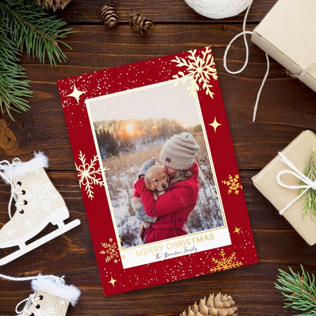 Tarjeta Festiva Con Relieve Metalizado Fotos nevadas de las estrellas navideñas (Subido por el creador)