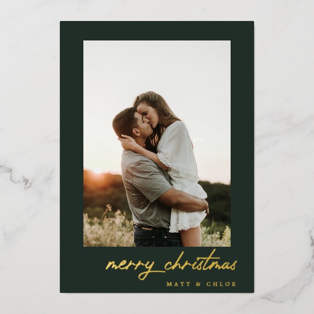 Tarjeta Festiva Con Relieve Metalizado Fotos simples de navidad (Anverso)