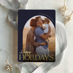 Tarjeta Festiva Con Relieve Metalizado Fotos verticales de Happy Holidays