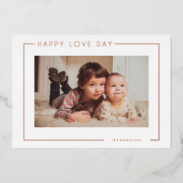 Tarjeta Festiva Con Relieve Metalizado Fototarjeta de San Valentín moderna y elegante