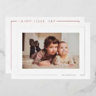 Tarjeta Festiva Con Relieve Metalizado Fototarjeta de San Valentín moderna y elegante