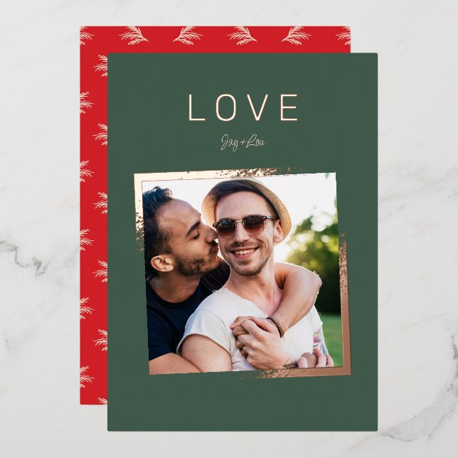 Tarjeta Festiva Con Relieve Metalizado FRAME DE FADING | AMOR simple | ORO ROSA (Anverso/Reverso)