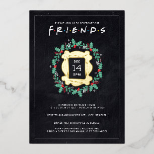Tarjeta Festiva Con Relieve Metalizado FRIENDS™ Fiesta Navideña de Friendsmas