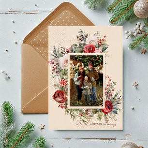 Tarjeta Festiva Con Relieve Metalizado Frohe Weihnachten Foto Relieve metalizado floral a