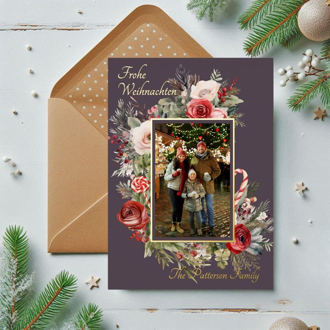 Tarjeta Festiva Con Relieve Metalizado Frohe Weihnachten Foto Relieve metalizado floral a (Subido por el creador)