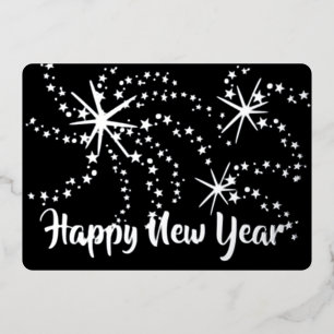 Tarjeta Festiva Con Relieve Metalizado Fuegos artificiales de Año Nuevo 5 x 7 Foto tras
