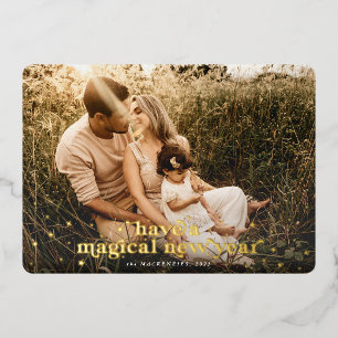 Tarjeta Festiva Con Relieve Metalizado Fuente retro+estrellas tienen una mágica foto de A