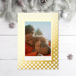 Tarjeta Festiva Con Relieve Metalizado Fun Checker Photo