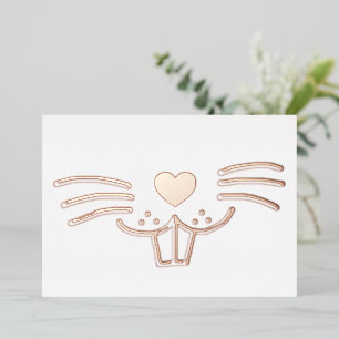Tarjeta Festiva Con Relieve Metalizado Funny lindo personalizado de la cara de conejito r