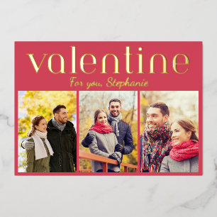 Tarjeta Festiva Con Relieve Metalizado Galería de fotos elegante 3 San Valentín Rojo Pers