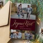 Tarjeta Festiva Con Relieve Metalizado Galería fotográfica "Joyeux Noel" de tres<br><div class="desc">Personalice estos hermosos y modernos Navidades o tarjetas de vacaciones de invierno con sus fotos familiares y mensajes personales.</div>