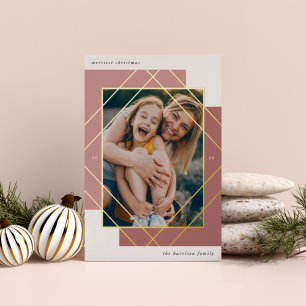 Tarjeta Festiva Con Relieve Metalizado Geo Colorblock Foto moderna