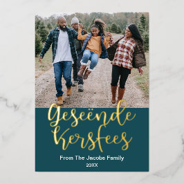 Tarjeta Festiva Con Relieve Metalizado Geseënde Kersfee Navidades Afrikaans, elegante