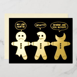 Tarjeta Festiva Con Relieve Metalizado Gingerbread Divertido Todo Está Bien