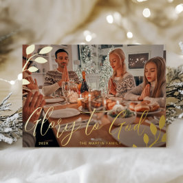 Tarjeta Festiva Con Relieve Metalizado Gloria a los Navidades de Dios