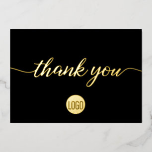 Tarjeta Festiva Con Relieve Metalizado Gold Black Professional Business Gracias