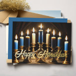 Tarjeta Festiva Con Relieve Metalizado Gold Menorah Happy Hanukkah<br><div class="desc">Goldl Menorah Happy Hanukkah</div>