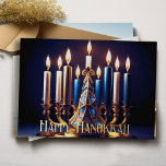Tarjeta Festiva Con Relieve Metalizado Gold Menorah Happy Hanukkah<br><div class="desc">Goldl Menorah Happy Hanukkah</div>