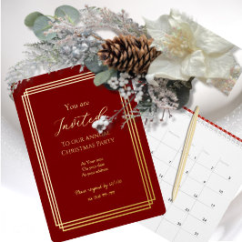 Tarjeta Festiva Con Relieve Metalizado Gold Over Burgundy Foil Invitation Card