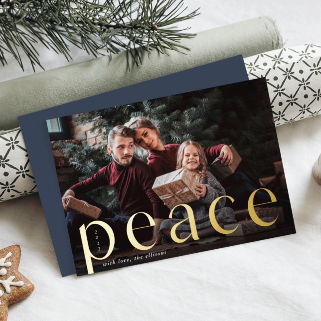 Tarjeta Festiva Con Relieve Metalizado Golden Peace | Full Photo (Subido por el creador)
