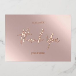 Tarjeta Festiva Con Relieve Metalizado Gracias Rosa Gold