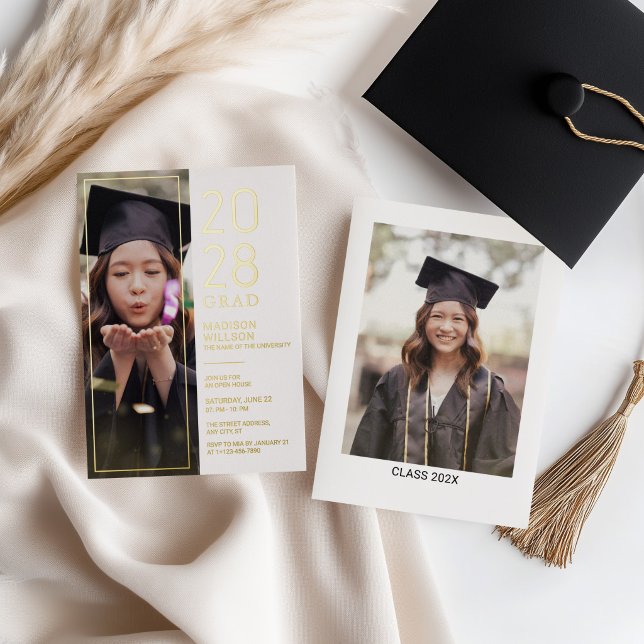 Tarjeta Festiva Con Relieve Metalizado Grad Party Custom Photo (Subido por el creador)