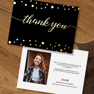 Tarjeta Festiva Con Relieve Metalizado Graduación personalizado Gracias Mensaje de foto g