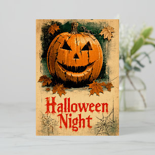 Tarjeta Festiva Con Relieve Metalizado Gráfico de Halloween - Serie inspirada de los años