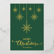 Green Merry Christmas Snflakes Gold