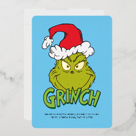 Tarjeta Festiva Con Relieve Metalizado Grinch clásico | Inocentes o bonitos