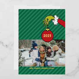 Tarjeta Festiva Con Relieve Metalizado Grinch | Huele Hedor Apestoso
