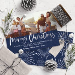 Tarjeta Festiva Con Relieve Metalizado Guión azul y blanco alegre foto múltiple de Navida<br><div class="desc">Guión azul y blanco alegre navidad multifoto diseño de estrella moderna de estallido.</div>