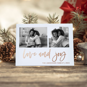 Tarjeta Festiva Con Relieve Metalizado Guión casual dos cuadrícula fotográfica Amor y a