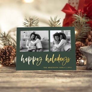 Tarjeta Festiva Con Relieve Metalizado Guión casual dos cuadrícula fotográfica Felices