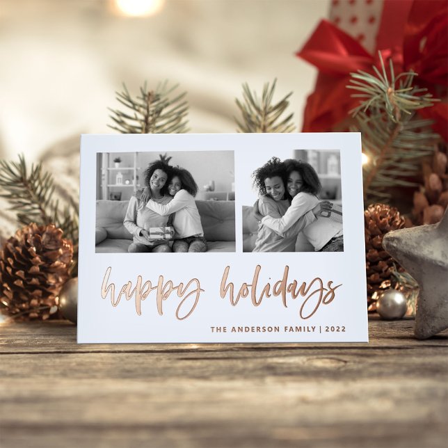 Tarjeta Festiva Con Relieve Metalizado Guión casual dos cuadrícula fotográfica | Felices  (Subido por el creador)