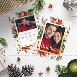 Tarjeta Festiva Con Relieve Metalizado Guión de Navidades fotográficos
