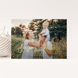 Tarjeta Festiva Con Relieve Metalizado Guión de nieve moderno 2 Foto