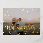 Tarjeta Festiva Con Relieve Metalizado Guión de puntos confetti foto completa<br><div class="desc">Con confeti disperso en Relieve metalizado,  con tu foto y saludo editable de guiones. Añade una foto y un texto personalizado adicionales a la parte posterior.</div>