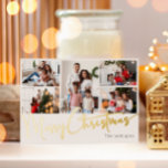 Tarjeta Festiva Con Relieve Metalizado Guión festivo cinco fotos Feliz Navidad Gold<br><div class="desc">Celebra la temporada con este guión festivo cinco fotos de la tarjeta navideña de Relieve metalizado dorado de navidad con un toque de elegancia. El diseño de la moda se caracteriza por una sencilla paleta de colores dorados y blancos que evoca el espíritu acogedor del invierno. Su atractivo moderno y...</div>