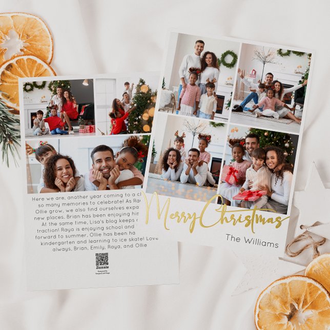 Tarjeta Festiva Con Relieve Metalizado Guión festivo Siete fotos Feliz Navidad Gold (Subido por el creador)