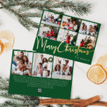 Tarjeta Festiva Con Relieve Metalizado Guión festivo Verde 9 Foto Feliz Navidad Gold<br><div class="desc">Celebre la temporada con este libreto festivo 9 foto 9 foto Relieve metalizado de oro navideño con un toque de elegancia. El diseño de la moda se caracteriza por una sencilla paleta de colores dorados y verdes que evoca el espíritu acogedor del invierno. Su atractivo moderno y único y su...</div>
