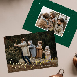 Tarjeta Festiva Con Relieve Metalizado Guión manuscrito Feliz Navidad 22 Foto