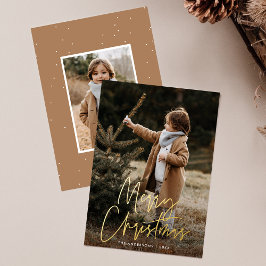 Tarjeta Festiva Con Relieve Metalizado Guión manuscrito Feliz Navidad 22 Foto